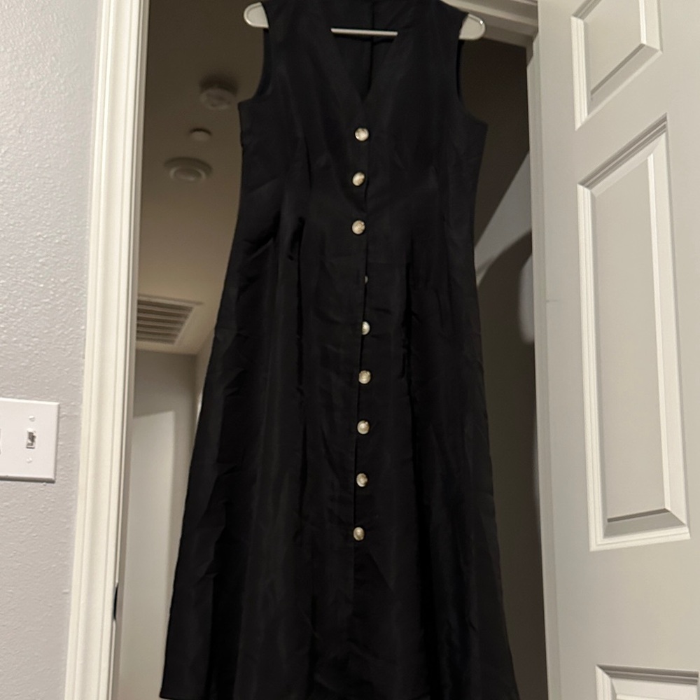 SHEIN Black Button-Down Midi Dress